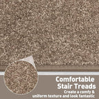 PURE ERA Carpet Stair Treads Tape Free Non Slip Indoor Stair Carpet Stair Protectors Pet-Friendly Non-Slip Skid Resistant Washable Reusable 8" x 30"(2 Pieces,Camel Brown)