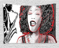 Ambesonne African Tapestry, Afro Lady Singing a Jazz Song with Saxophone Player Silhouette Vintage Design, Wide Wall Hanging for Bedroom Living Room Dorm, 60" X 40", Black Pale Grey