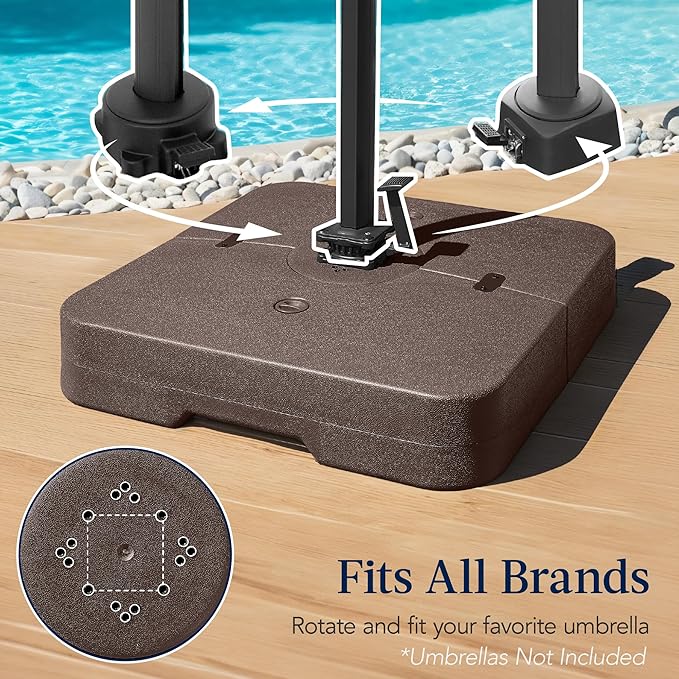 Best Choice Products 330lb Cantilever Offset Patio Umbrella Base, Heavy-Duty Outdoor Stand, Sand Water Fillable Weights Set w/Easy-Fill Spouts – Brown