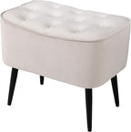 BIRDROCK HOME Tufted Curve Ottoman Velvet Foot Stool - Upholstered Padded Footrest for Living Room or Bedroom - Small Cushioned Accent Chair for Couch, Sofa, Extra Seating - Modern Furniture - Tan