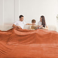 Oversized King Fleece Blanket 120x120 Inches, Seamless Soft Cozy 3D Jacquard Flannel Blanket 10'x10' Extra Large for Bed, Sofa, Couch, Travel & Camping, California King Throw, Orange Leaf