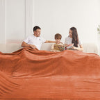 Oversized King Fleece Blanket 120x120 Inches, Seamless Soft Cozy 3D Jacquard Flannel Blanket 10'x10' Extra Large for Bed, Sofa, Couch, Travel & Camping, California King Throw, Orange Leaf