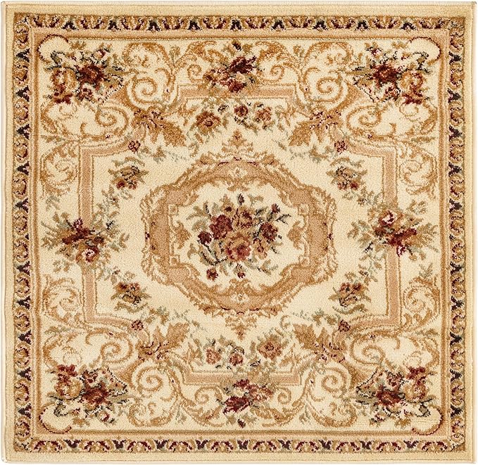 Rugs.com Chateau Collection Rug – 8' x 11' Cream Medium Rug Perfect for Living Rooms, Kitchens, Entryways