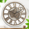 Wall Clock, 24 Inch Moving Gears Clock Large Wall Clock for Living Room Decor Rustic Vintage Industrial Steampunk Farmhouse Big Clock for Home Kitchen Bedroom Office