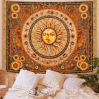 Accnicc Vintage Sun and Moon Tapestry Boho Yellow Orange Indie Wall Tapestry for Bedroom Aesthetic Sunflower Extra Large Hippie Fall Tapestries Wall Hanging for Living Room Dorm 90 x 68 Inch