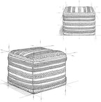 SIMPLIHOME Sommer Square Pouf - 18 inch Wide Upholstered Handloom Woven Cotton Ottoman in Natural, Boho-Style Footstool, Extra Seating or Accent Piece for Living Room or Bedroom, Assembled