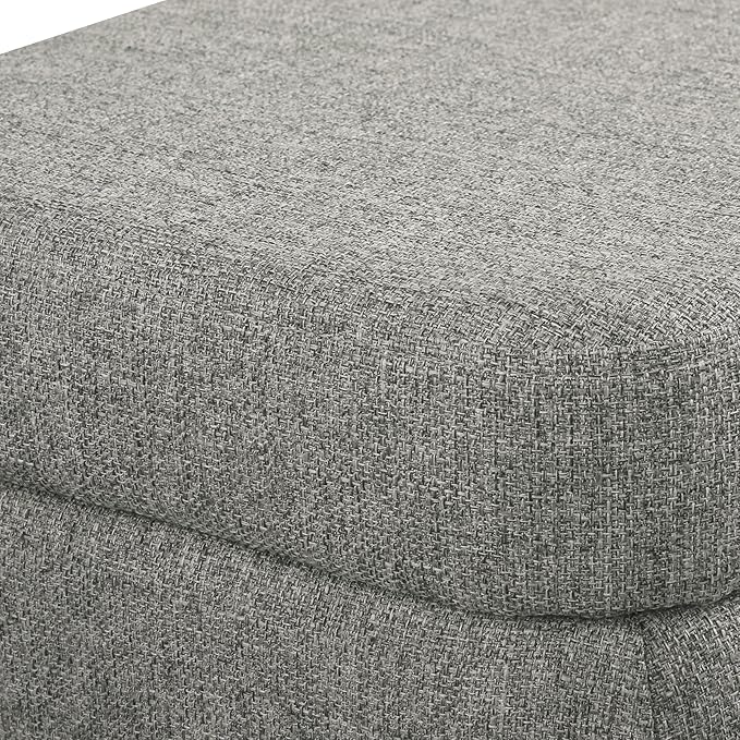 HomePop Upholstered Storage Bench with Metal Leg, 42" W, Cool Gray Woven