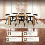 Poly & BARK Mid Century Modern Enzo Black Dining Chair – Solid Oak Wood Splat Back Chair, 18" Seat Height, 32" Tall – Stylish MCM Kitchen & Dining Room Chair - Set of 2