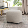 KINWELL Round Boucle Upholstered Ottoman Chair, Footstool with Soft Padded Seat, Fully Assembled Modern Sofa Couch Footrest, Extra Seating for Bedroom Entryway, Taupe(18.5" D x 23" W x 16.5" H)