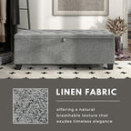 24/7 Shop at Home Sacallant Modern Linen Storage Bench with Button-Tufted Lift-Top, Upholstered Footstool, Rectangular Ottoman for Living Room, Bedroom, Entryway, Light Brown