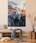 Ambesonne Mountain Tapestry Twin Size, Evening South High Hill Above the Sky Colorful Nepal Everest Photo, Wall Hanging Bedspread Bed Cover Wall Decor, 68" X 88", Bluegrey Salmon