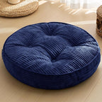 HIGOGOGO Washable Floor Pillow Cushion for Adults, Meditation Cushion Pillow, Large Round Floor Sitting, Removable Tufted Corduroy Cover, for Tatami Living Room or Yoga, 22x22 Inch, Machine Washable