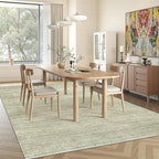 Art&Tuft Washable Rugs 5x7, Low Pile Area Rugs for Living Room - Non Slip and Stain Resistant Soft Thin 5x7 Rug for Bedroom, Dining Room, Kitchen, Office, Green