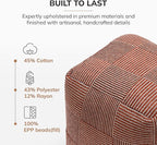 Anji Mountain 100% Handmade & Handcrafted Comfortable Home Décor Pouf Ottoman Footrest for Living Room, Bedroom, Nursery, Kidsroom, Patio Furniture - (20" x 20" x 20" - Teak)