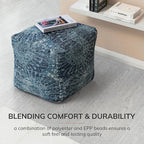 Anji Mountain 100% Handmade & Handcrafted Comfortable Home Décor Pouf Ottoman Footrest for Living Room, Bedroom, Nursery, Kidsroom, Patio Furniture - Les Cavaliers