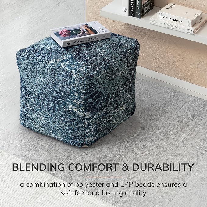 Anji Mountain 100% Handmade & Handcrafted Comfortable Home Décor Pouf Ottoman Footrest for Living Room, Bedroom, Nursery, Kidsroom, Patio Furniture - Les Cavaliers