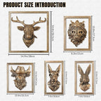 Zotabe 5PCs Animal Heads Wall Decor, Animal Sculptures Wall Dec, Moose Head Wall Mount, Vintage Wall Sculpture, Resin Wall Hanging Decoration for Living Room Bedroom Kitchen Gift (5PS, 1)