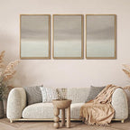 MUDECOR Framed Wall Art Print Set Misty Horizon Minimalist Foggy Mountain Landscape in Soft Neutral Tones Illustrations Realism Decorative for Living Room, Bedroom, Office - 16"x24"x3 Natural