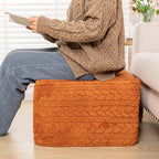 20x20x14 Inches Fluffy Square Pouf Ottoman - Plush Furry Ottoman Foot Rest Stool with High-Density Foam, Versatile Floor Seating for Living Room (Burnt Orange)