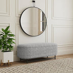 HomePop Ellipse Modern Storage Bench with Metal Legs |Homepop Home Décor|Bench with Storage for Living Room & Bedroom - Gray