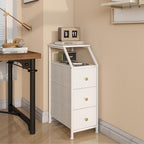 Tohomeor Narrow Dresser Tall Skinny Storage Tower Vertical Slim Chest of Drawers with Charging Station Small Nightstand Side Table for Bedroom, Bathroom, Small Spaces (White, 3 Drawers)