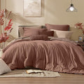 Monbix Full Size Comforter Set, Terracotta Bedding Comforter for Full Size Bed Set Reversible, Bedding Sets Full 7 Pieces, Cationic Dyeing Bed in a Bag with Comforter, Sheets, Pillowcases & Shams