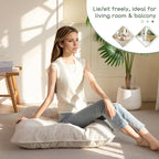 35" Washable Floor Pillow Cushion for Adults, Meditation Cushion Pillow, Extra Large Square Floor Sitting, Removable Tufted Corduroy Cover, for Tatami Living Room or Yoga, Beige, Machine Washable