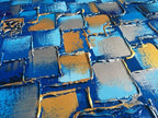 MyArton Large Thick Abstract Dark Blue add Golden&Silver Square Wall Art Hand Painted Artwork Textured Oil Painting on Canvas Framed Ready to Hang 60x30inch