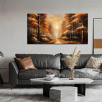 Large Wall Art for Living Room Bedroom Office Gold Forest Artwork Sunrise Landscape Nature Pictures Modern Wall Art Framed Canvas Prints 24x48 Inch