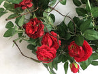 Huashen 24 Inch Blossom Cabbage Rose Wreath, Flame Red & Burgundy Flower Ivy, Everyday Farmhouse Wreath for Festival Celebration, Front Door, Wall, Window Hanging