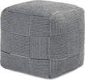 Anji Mountain 100% Handmade & Handcrafted Comfortable Home Décor Pouf Ottoman Footrest for Living Room, Bedroom, Nursery, Kidsroom, Patio Furniture - (20" x 20" x 20" - Gray Maze)