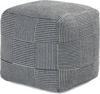 Anji Mountain 100% Handmade & Handcrafted Comfortable Home Décor Pouf Ottoman Footrest for Living Room, Bedroom, Nursery, Kidsroom, Patio Furniture - (20" x 20" x 20" - Gray Maze)