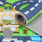 Kids Room Rug - Soft & Non-Slip 3x4 Ft Town Car Rug City Map Play Mat, Childrens Road Catpet Washable Rug for Classroom Nursery Bedroom Boys
