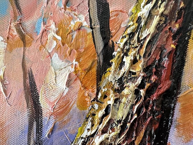 Alenoss 3D Oil Paintings 48x24 Inches Hand Painted Abstract Landscape Romantic Canvas Wall Paintings Home Decorations Texture Framed Wall Art for Living Room Bedroom Wall Decor Ready to Hang