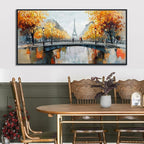 KLAKLA Black and White Canvas Wall Art for Living Room Bedroom Bathroom Orange Paris Theme Room Decor Oil Painting Print Tower Eiffel Painting for Wall Decor 24x48 Inches