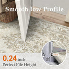 8x10 Area Rug Beige Washable Vintage Distressed Living Room Carpet Large Bedroom Indoor Medallion Floral Non Slip Retro Throw Floor Mat for Office Dining Room Kitchen Bathroom