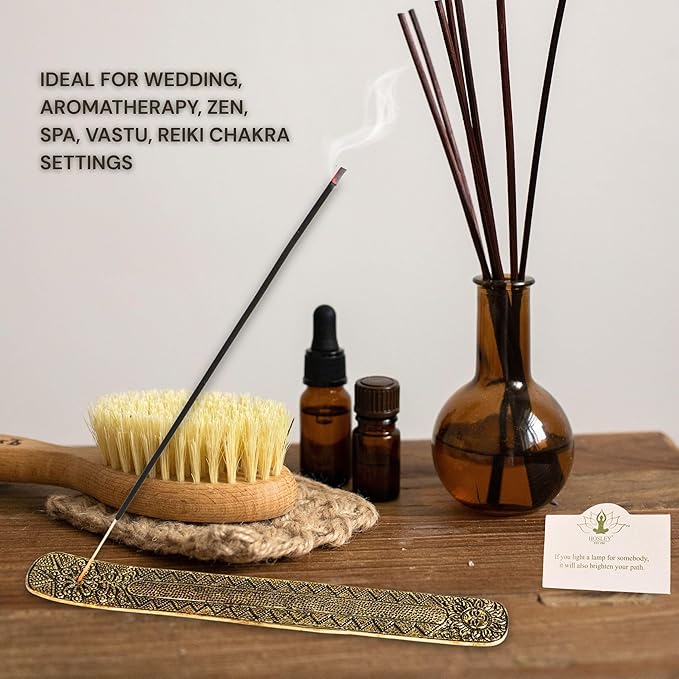 Hosley Antique Gold Aluminium Incense Holders. Set of 6 Each 9.5-Inch-Long Holder, Rich Antique Gold Finish Adding Rustic Charm to Any Room, Perfect for Home Ambiance and Décor