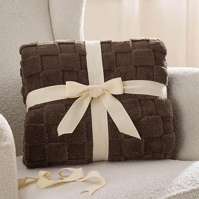 Bedsure GentleSoft Fall Throw Blanket for Couch Brown - Checkered Fleece Blankets Gifts for Women Men Girls, Cute Soft Cozy Throw for Bedroom Home Decor Gifts, 50x60 Inches