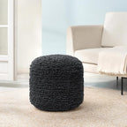 Anji Mountain Artisan Crafted Cotton Blend Pouf Ottoman | Versatile Floor Seating & Footstool for Living Room | Modern Boho Home Décor Accent | Filled Pouffe