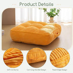 6" Washable Floor Pillow Cushion for Adults, Meditation Cushion Pillow, Large Square Floor Sitting, Removable Tufted Corduroy Cover, for Tatami Living Room or Yoga, 22x22 Inch, Machine Washable