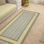 Kilim Runner 4x12 Cotton Runner Rug Beige & Black Flatweave Runner 0.19 inches Stone Easy Washable Hand Wash Cotton Carpet Indoor Outdoor Runner Rugs for Hallway, Staircases, Corridor Runner