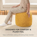 Anji Mountain 100% Handmade & Handcrafted Comfortable Home Décor Pouf Ottoman Footrest for Living Room, Bedroom, Nursery, Kidsroom, Patio Furniture - (22" x 22" x 17" - Mustard)