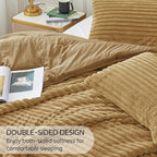 BEDELITE Fleece Queen Comforter Set -Super Soft & Warm Fluffy Brown Bedding, Luxury Fuzzy Heavy Bed Set for Winter with 2 Pillow Cases