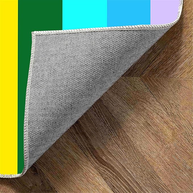 Soft Rainbow Area Rugs Girl's Bedroom Fluffy Colorful Rugs Furry Kids Play Mats Simple Rainbow Line Print Living Room Kids Room Nursery Home Decor 2x4ft