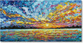 Art 30x60 Inch Hand-Painted Sea Sunrise Landscape Modern Abstract Oil Painting Large Canvas Art Hall Bedroom Office Wall Decoration
