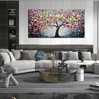 Zoyotago Large Canvas Wall Art for Living Room Bedroom Home Office Colorful Flower Tree of Life Wall Art Modern Hand-painted Oil Painted Size 29x59