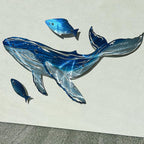 LiveInUrban Coastal Wall Art Whale Metal Wall Sculptures, Ocean Beach Themed Metal Hanging Home Decoration 3PCS 16.2"x12.1"