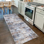 IOHOUZE Abstract Runner Rug 2x7 Ft Washable Runners for Hallways, Non Slip Kitchen Runner Printed Faux Wool Entryway Runners Indoor, Modern Abstract Floor Carpet for Hall Kitchen Bedroom, Orange Grey