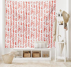 Ambesonne Coral Tapestry, Hand Painted Braids Vertical Pattern Bohemian Hipster Fashion Chevron Art, Fabric Wall Hanging Decor for Bedroom Living Room Dorm, 23" X 28", White Coral