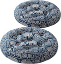 Codi Meditation Floor Pillow, Boho Pillows Seating for Adults and Kids, Large Cushion for Yoga Living Room Tatami Sitting, Memory Foam Added, 22x22 Inch Pack of 2, Round - Indigo Elephant